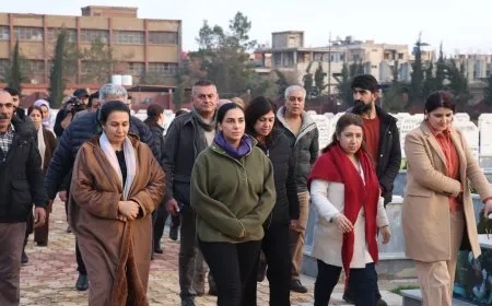 delegation from S. Kurdistan begins its tour with a visit to the Martyrs' Shrine in Qamishlo