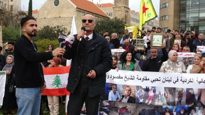 Protest in front of UN Office in Lebanon condemns attacks on Sheikh Maqsoud