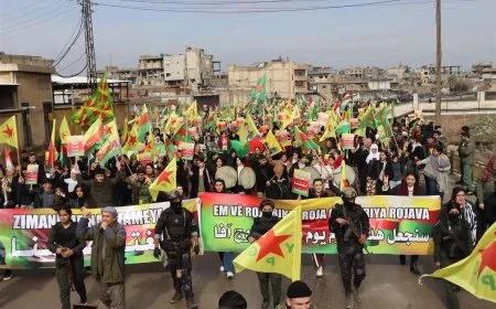Thousands of voices in Jazira chant, "Long live Rojava resistance"