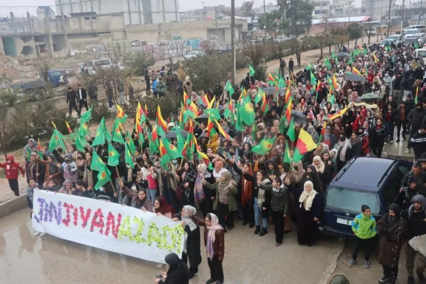 Women in Kobani march for women's revolution gains