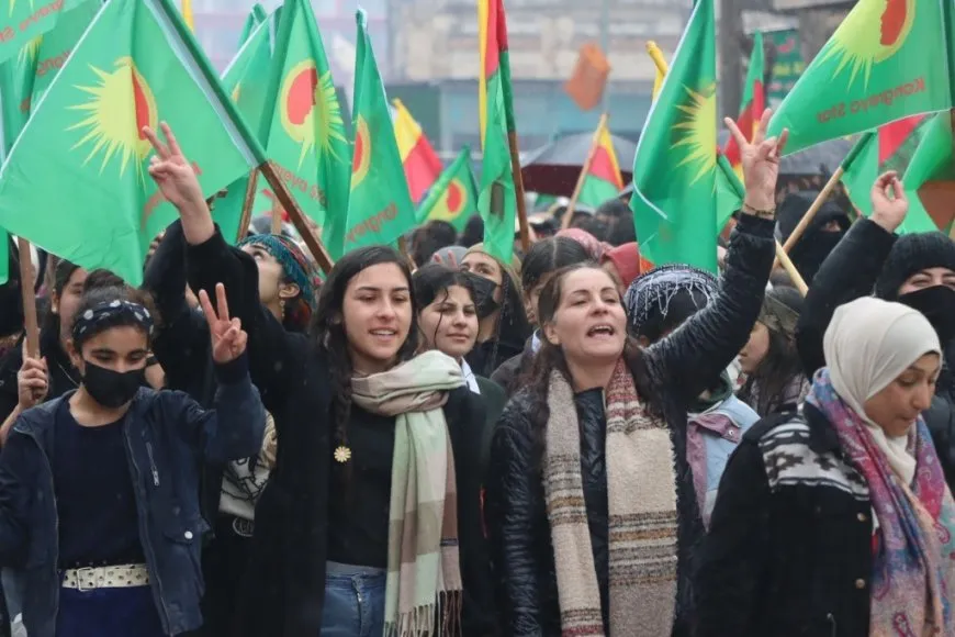Women in Kobani march for women's revolution gains