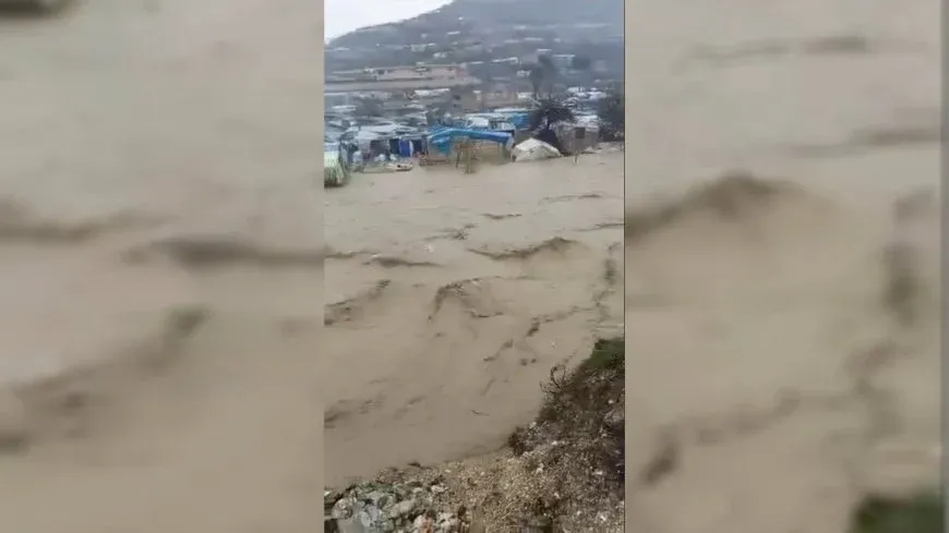 Floodwaters inundate Kharbat al-Jawz Camp in Idlib Countryside