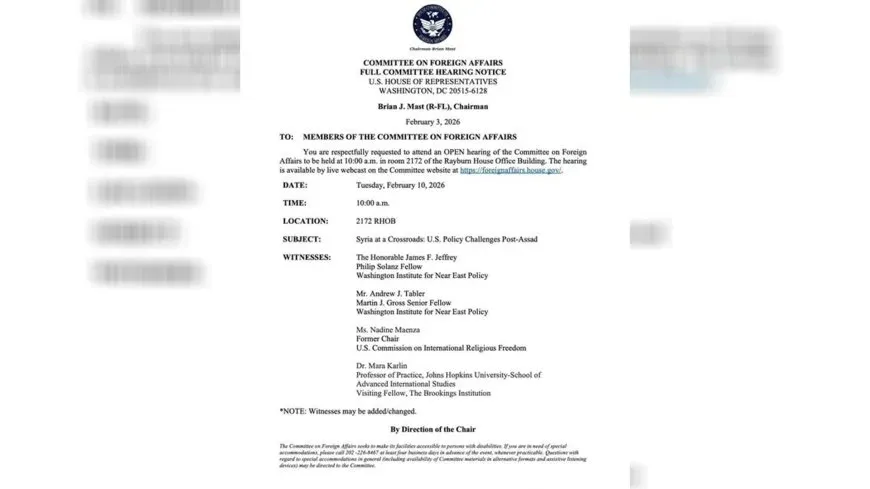 US House of Representatives holds hearing on future of Syria