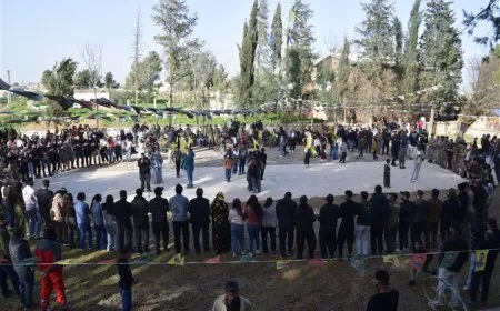 Celebrating birthday of Leader Abdullah Ocalan in Tel Tamr, Tirbespiyê, Girkê Legê