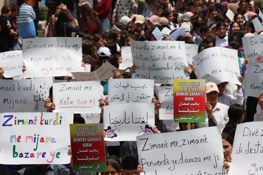 Massive march in Amuda demands constitutional recognition of Kurdish language