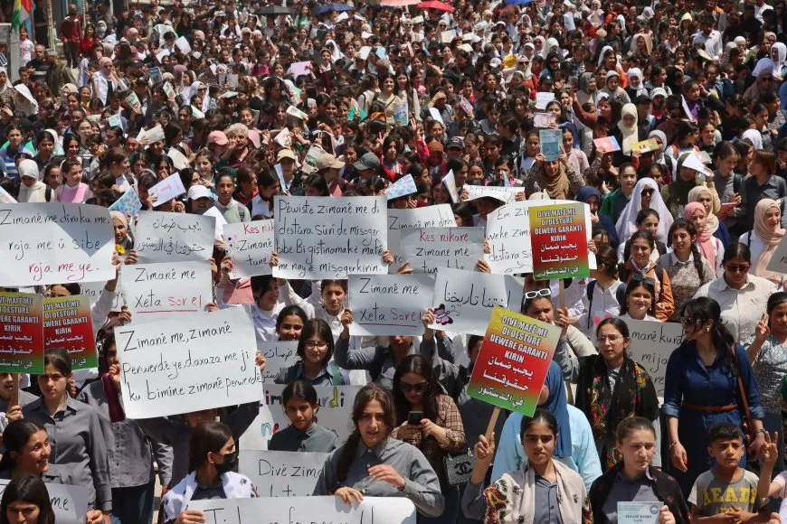 Massive march in Amuda demands constitutional recognition of Kurdish language
