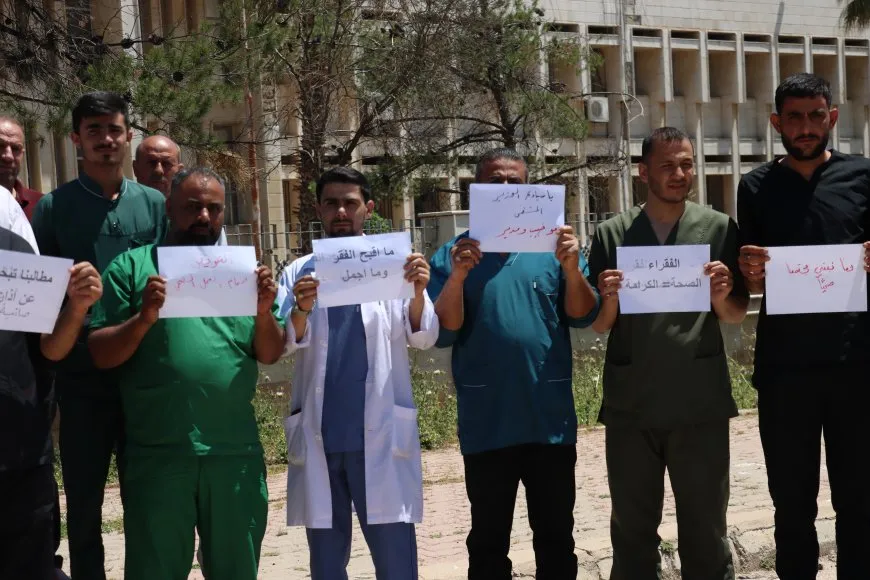 Health Sector workers in Qamishlo protest discriminatory salary increase