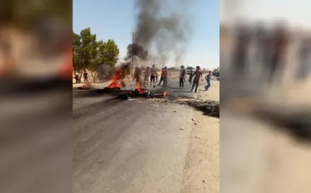Roads blocked in rural Hasaka in protest against deteriorating living conditions