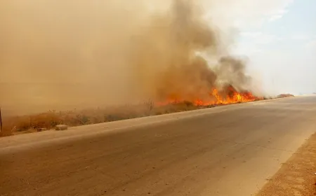 Fire engulfs agricultural lands, halts traffic on Tal Tamr–Hasakah road