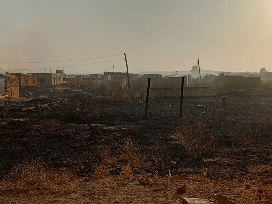 Several homes burn in al-Aboush village as fire reaches Tal Tamr