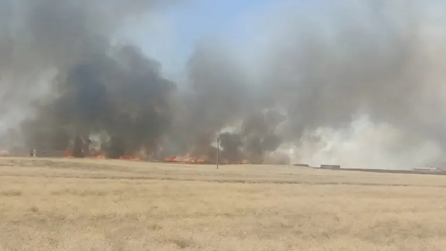 Fires spread west of Tal Tamer