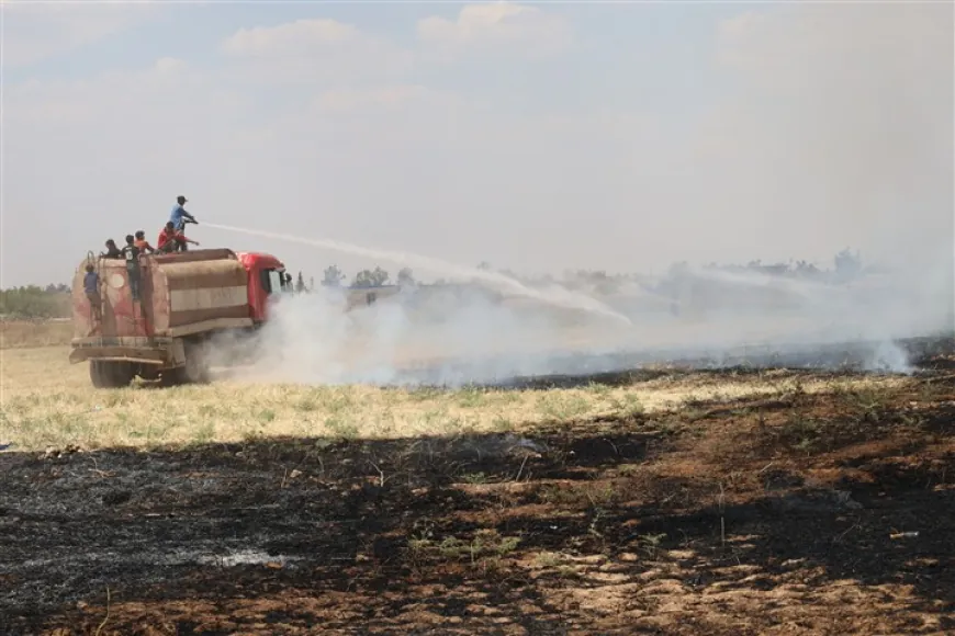 Fire engulfs agricultural lands, halts traffic on Tal Tamr–Hasakah road
