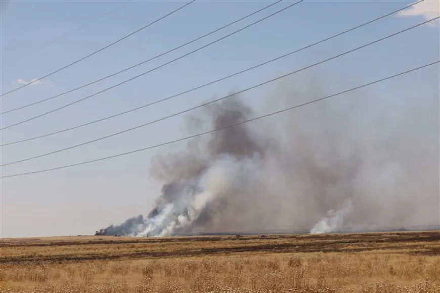 Widespread fire erupts in Tal Tamr countryside, calls for urgent response 