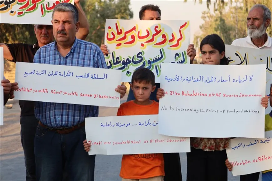 Tel Tamr residents protest rising prices and living costs