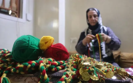 From thread to braids in green, red, yellow 
