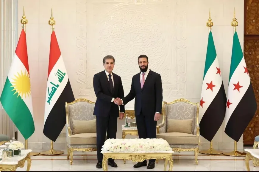 Barzani, al-Sharaa discuss boosting cooperation, supporting regional stability