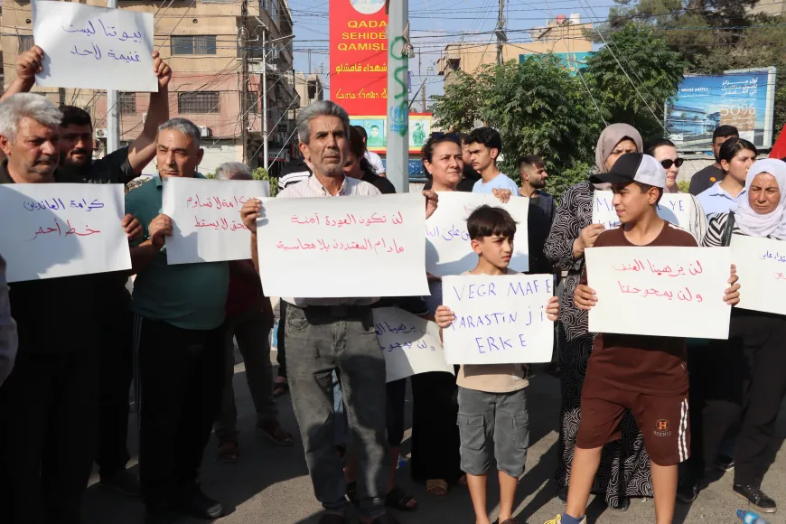 Protests in Hasakah cities denounce attacks on Serekaniye returnees