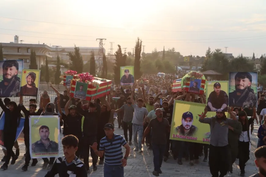 Eight SDF fighters laid to rest in Kobani