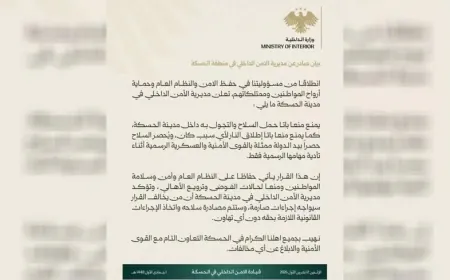 Hasakah Security Directorate bans carrying weapons, firing gunshots