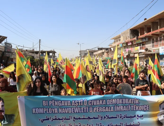 Protest in Girkê Legê condemns international conspiracy against leader Ocalan 