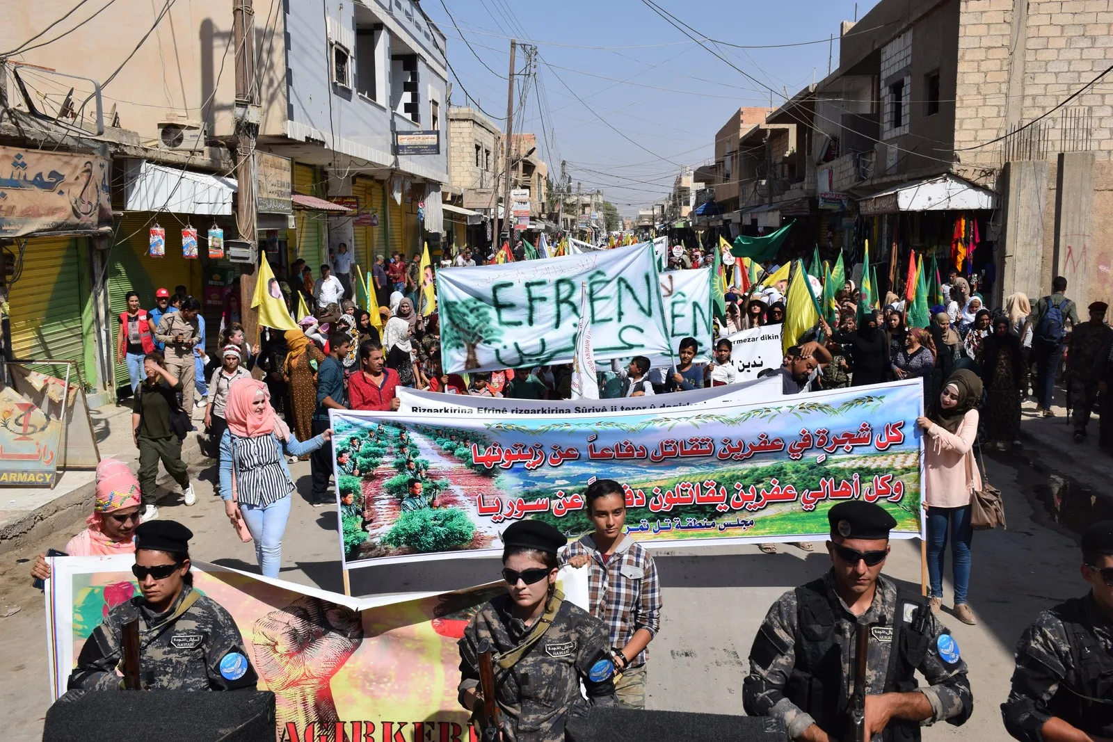 Demostración en Tal Temer para apoyar la resistencia de Afrin