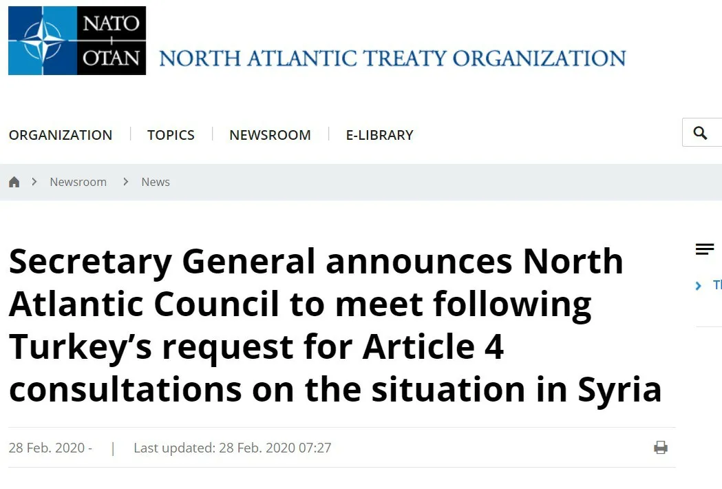 La OTAN se reúne a petición de Turquía, pero no de conformidad con el artículo 5