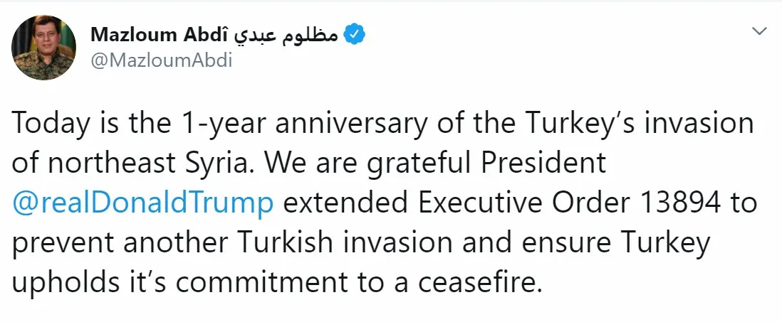 Abdi agradece a Trump por su reciente orden