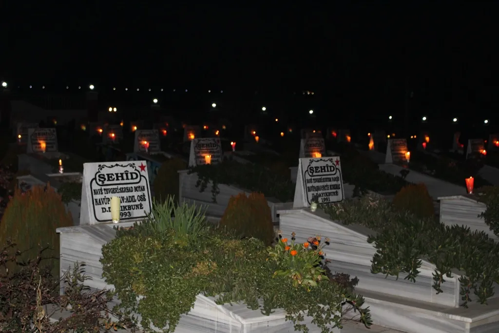 Movimiento de Mujeres Jóvenes enciende velas en las tumbas de los mártires en Dêrik