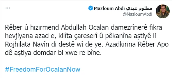 Mazloum Abdi: liberar a Ocalan servirá para lograr una paz duradera en el Oriente Medio