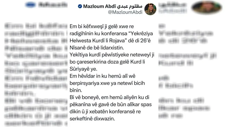 Mazloum Abdi anuncia la fecha de la Conferencia Nacional Kurda