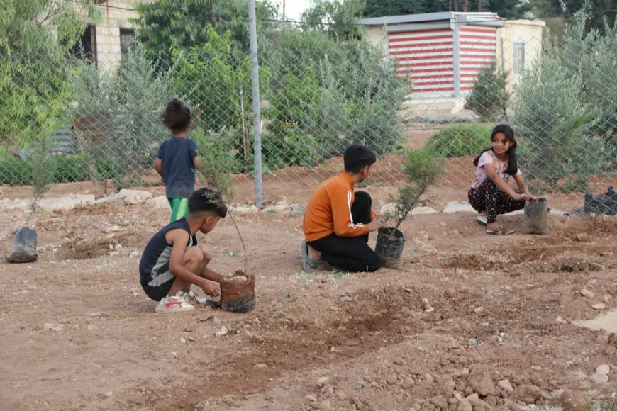 Los vecinos y el Comité de Medio Ambiente plantan árboles en Qamishlo