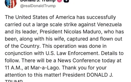 Trump anuncia arresto de Maduro, su esposa y su deportación de Venezuela