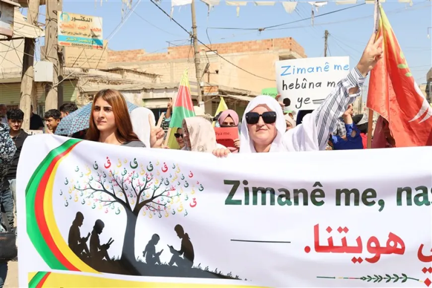 Demonstration in Tel Tamr rejects limiting Kurdish language to 3 classes weekly 