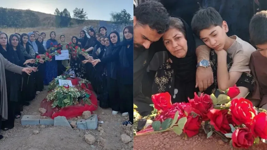 La familia y activistas visitan la tumba de Nîlûfer Mojaverî
