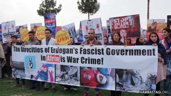 Bi pêşengtiya jinan li Afganîstanê meşa li dijî dagirkeriya Tirk a li ser Efrînê
