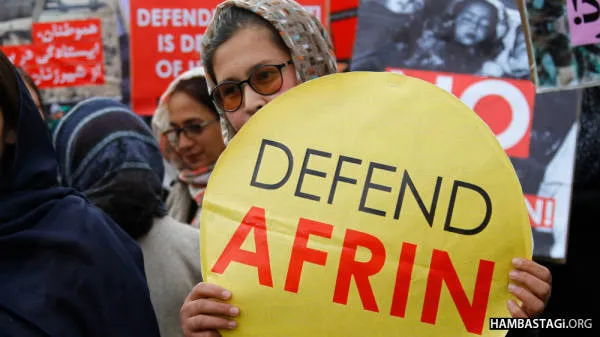 Bi pêşengtiya jinan li Afganîstanê meşa li dijî dagirkeriya Tirk a li ser Efrînê