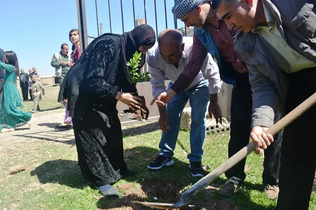 Şêniyên bajarê Qamişlo li gundê Hîmo şahî lidar xistin.