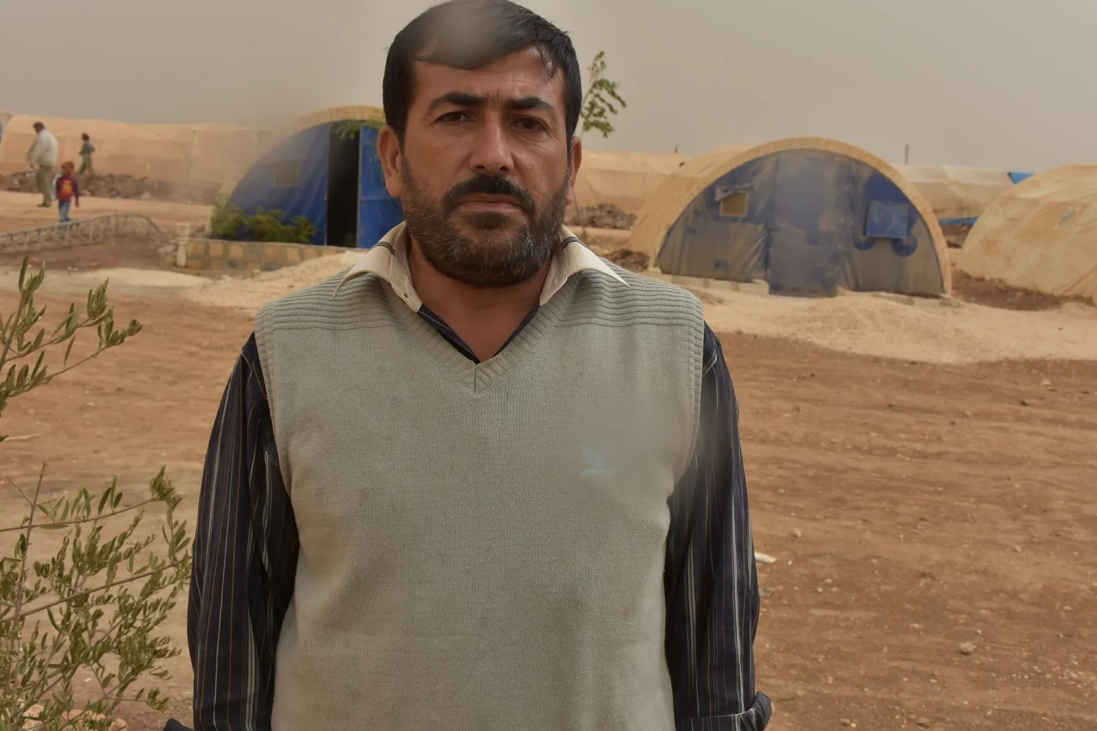 Li pêşiya konê xwe dareke zeytûnê çandin