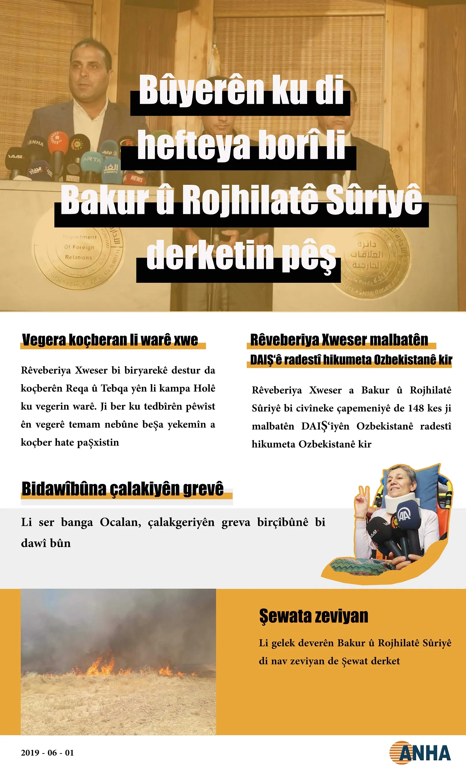 Bûyerên ku di hefteya borî li Bakur û Rojhilatê Sûriyê derketin pêş