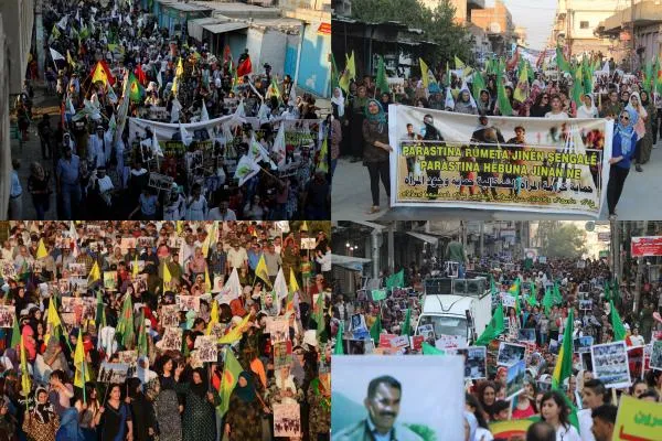 Li Bakur û Rojhilatê Sûriyê bi hezaran kes ji bo Şengalê li qadan bûn