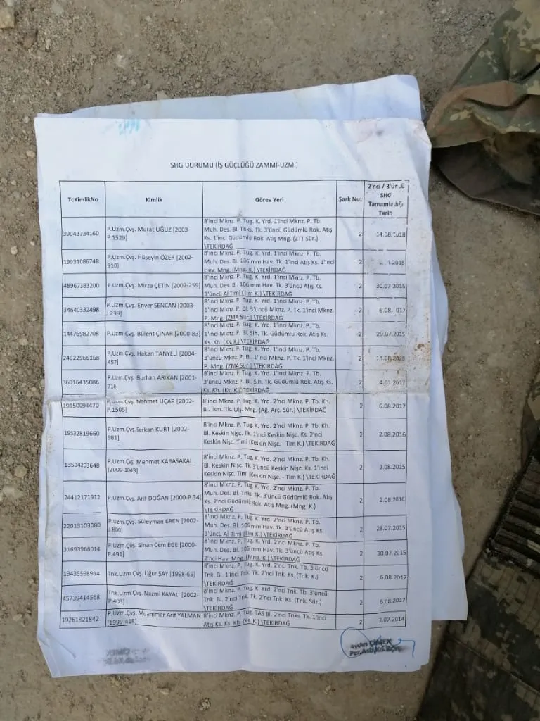 Li Girê Spî belge li ser cenazeyên leşkerên dewleta Tirk a dagirker re hatin dîtin