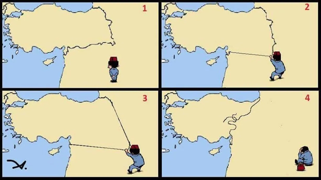 Bi karîkatoran armanca dagirkeriya dewleta Tirk