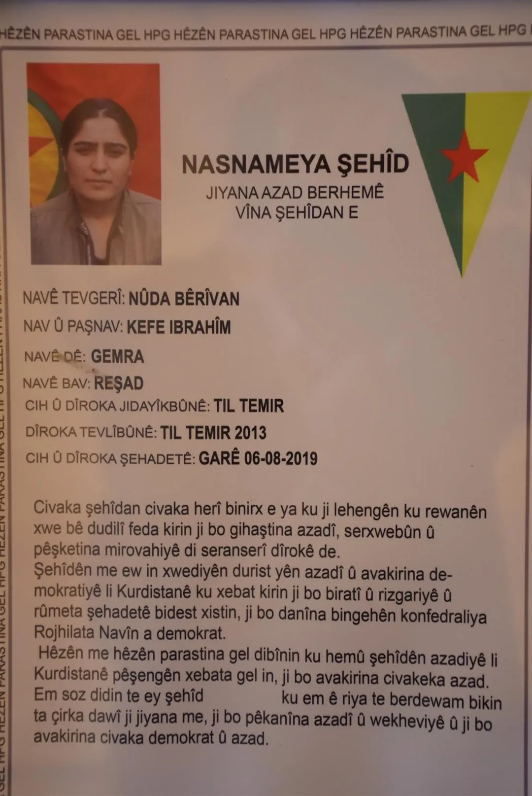 Di sersaxiya şehîd Nûpelda de gel soza şopdandina rêya şehîdan da
