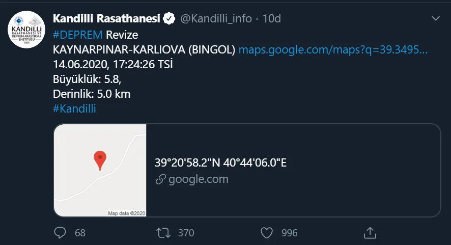 Li Kanîreşê bi pileya 5.8 erd hejiya