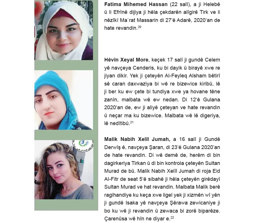 Rewşa jinan li herêmên di bin dagirkeriya dewleta Tirk de