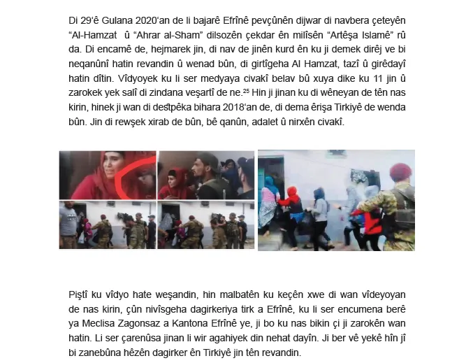 Rewşa jinan li herêmên di bin dagirkeriya dewleta Tirk de