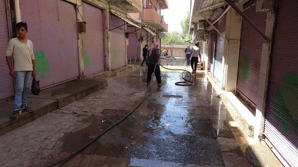 Sûka navendî ya Dêrikê cara duyemîn hate dezenfektekirin