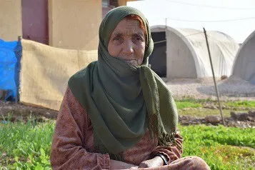 Koçberên Serêkaniyê li pêşiya konên xwe baxçeyên biçûk ên sebzeyan diçînin