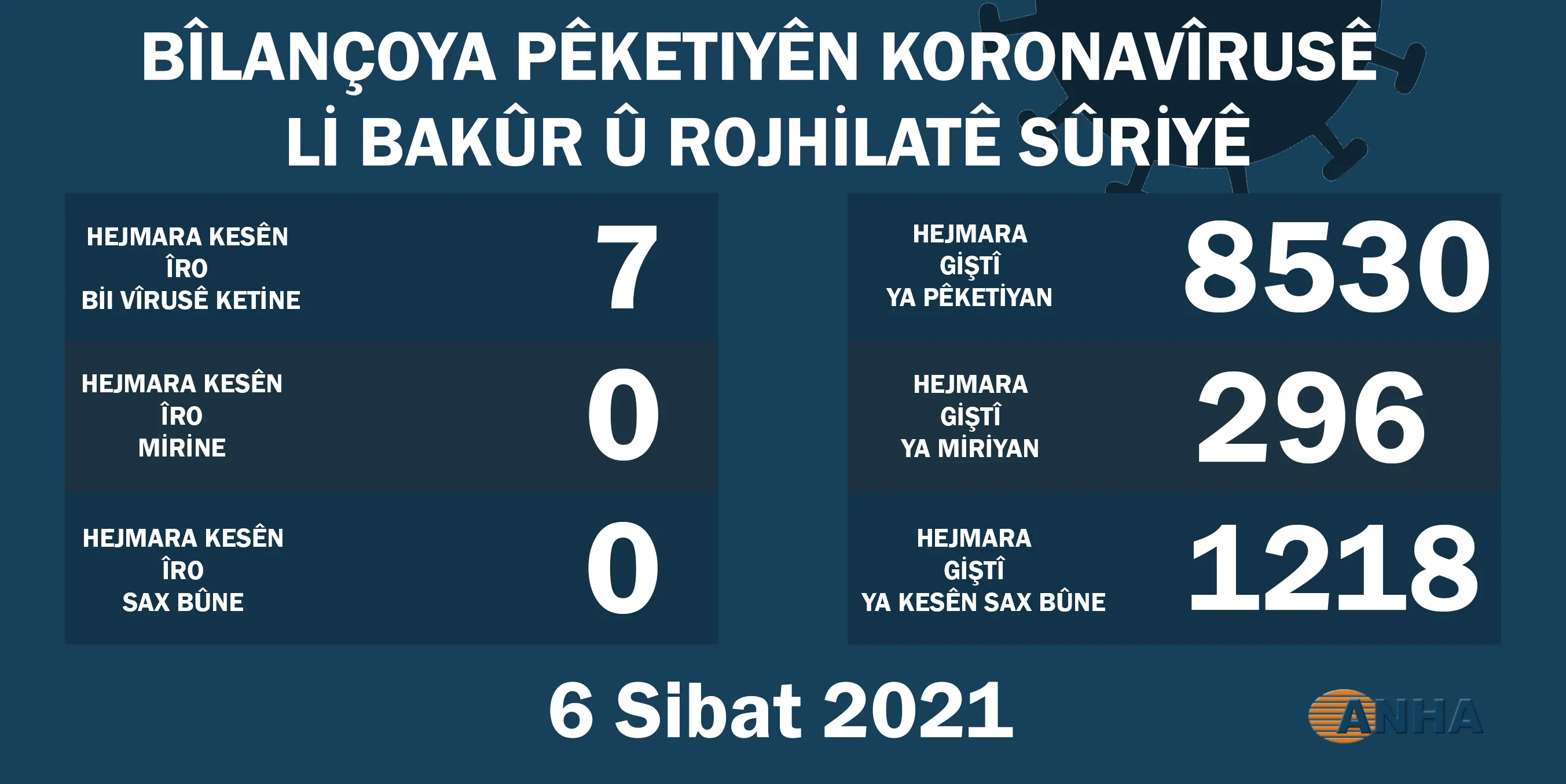 Li Bakur û Rojhilata Sûriyê 7 kesên din bi koronayê ketin