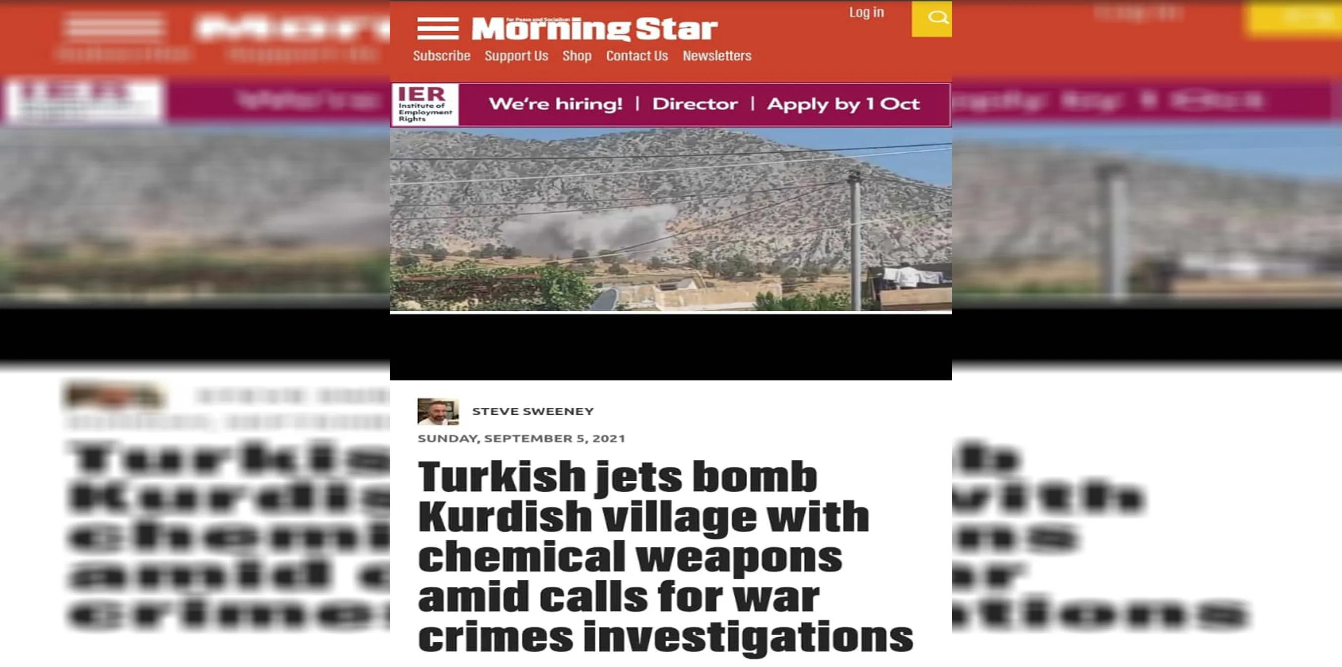 'Dewleta Tirk gundekî Başûrê Kurdistanê bi çekên kîmyewî bombebaran kiriye'